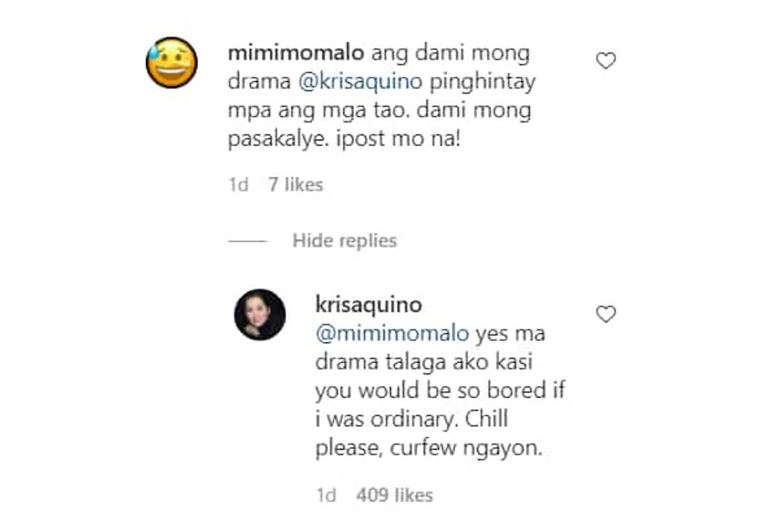 Kris Aquino fires back against basher who accused her of being "ma-drama"