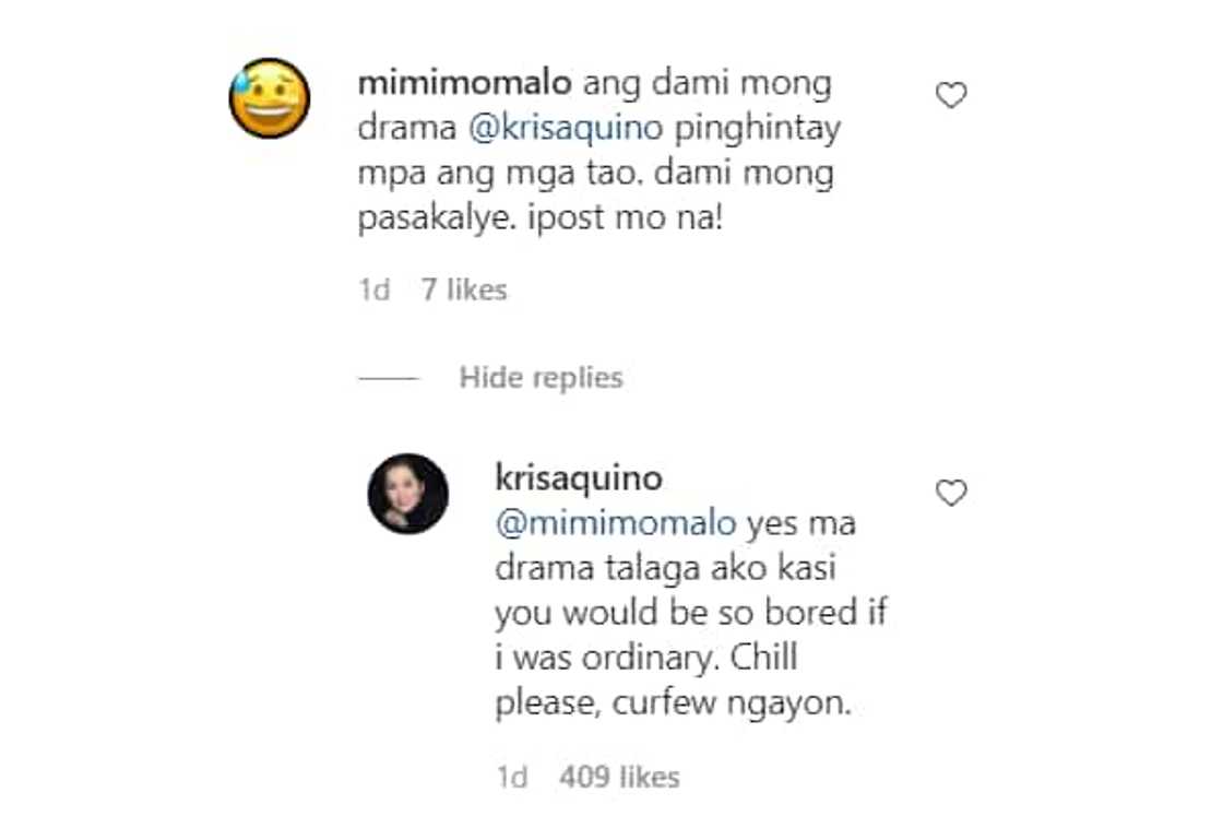 Kris Aquino fires back against basher who accused her of being "ma-drama" Kris Aquino fires back against basher who accused her of being "ma-drama"