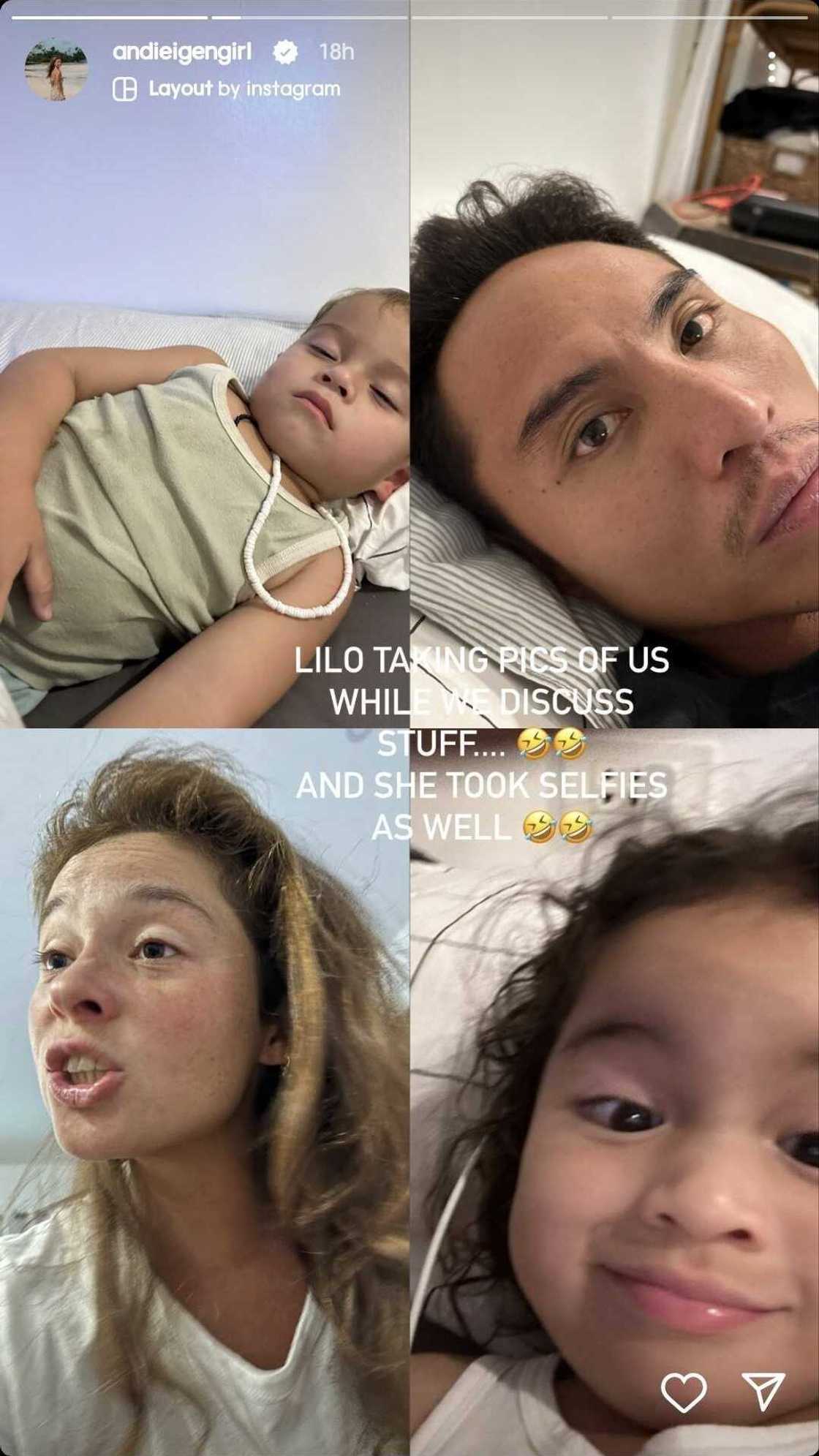 Andi Eigenmann, ipinakita ang mga kuha ni Lilo sa kanila; netizens, naaliw Andi Eigenmann, ipinakita ang mga kuha ni Lilo sa kanila; netizens, naaliw