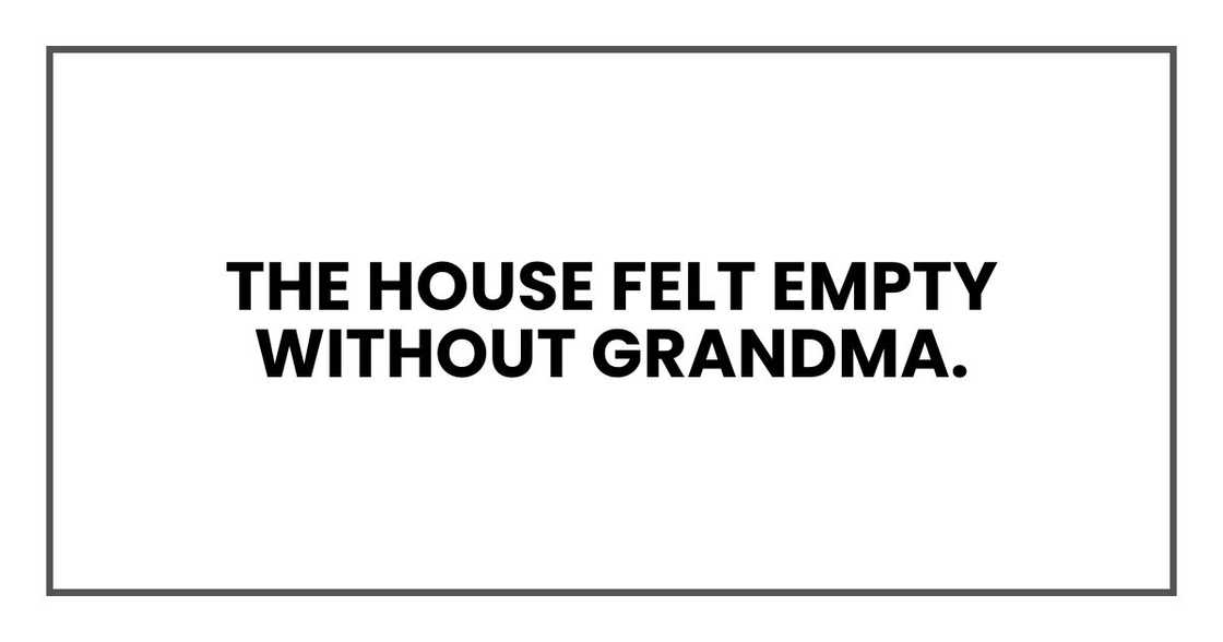 The house felt empty without Grandma. The house felt empty without Grandma.