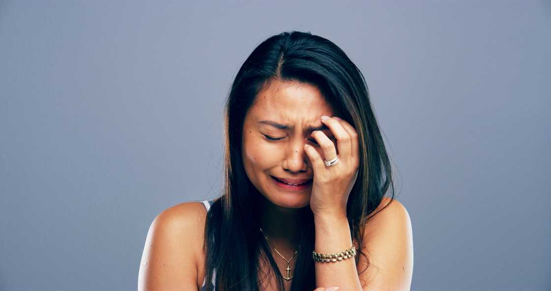 A young woman crying A young woman crying