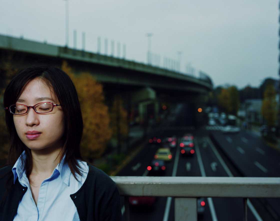 A lady in traffic A lady in traffic