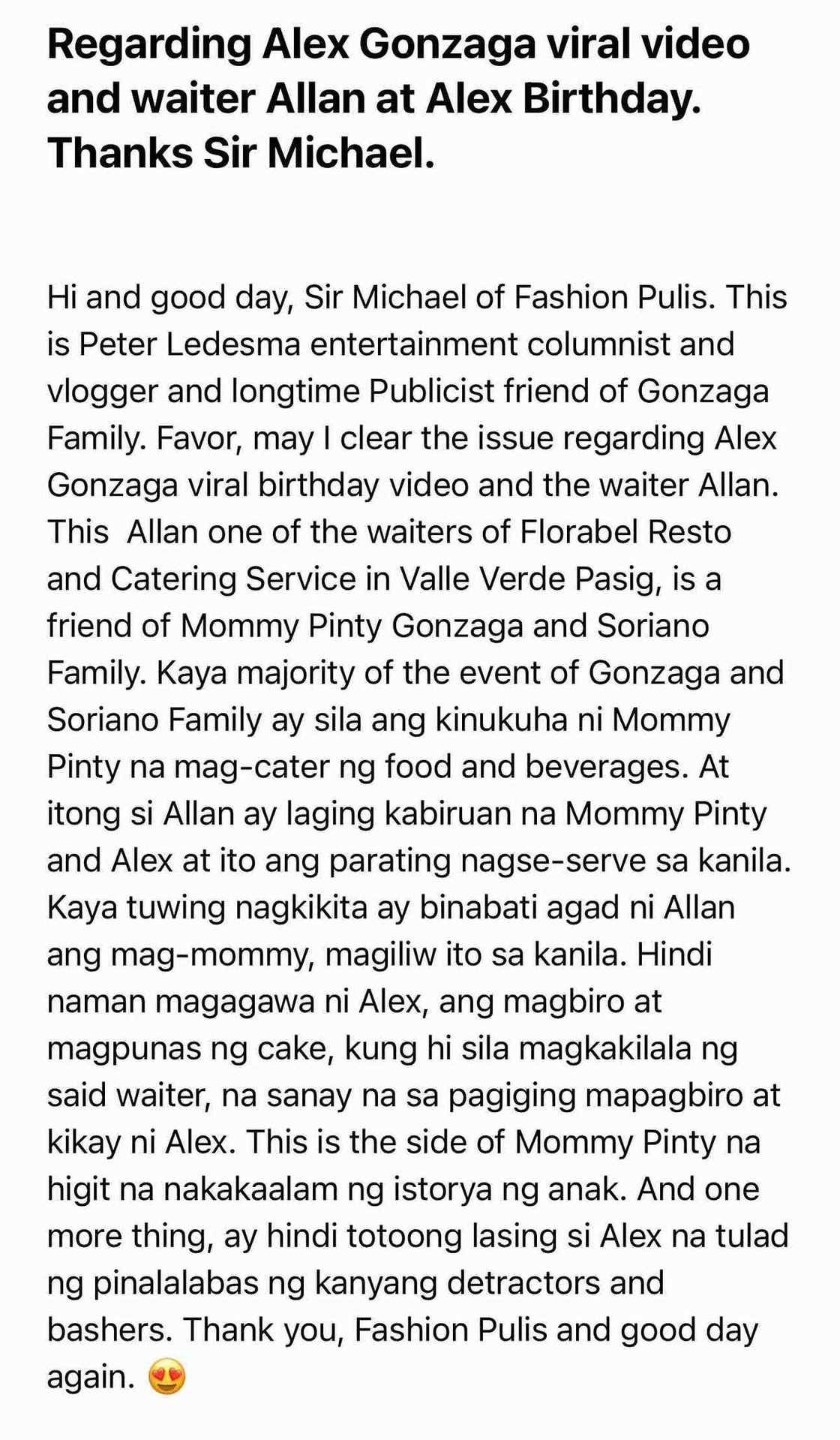 Showbiz writer na si Peter Ledesma, klinaro ang viral video ni Alex Gonzaga Showbiz writer na si Peter Ledesma, klinaro ang viral video ni Alex Gonzaga