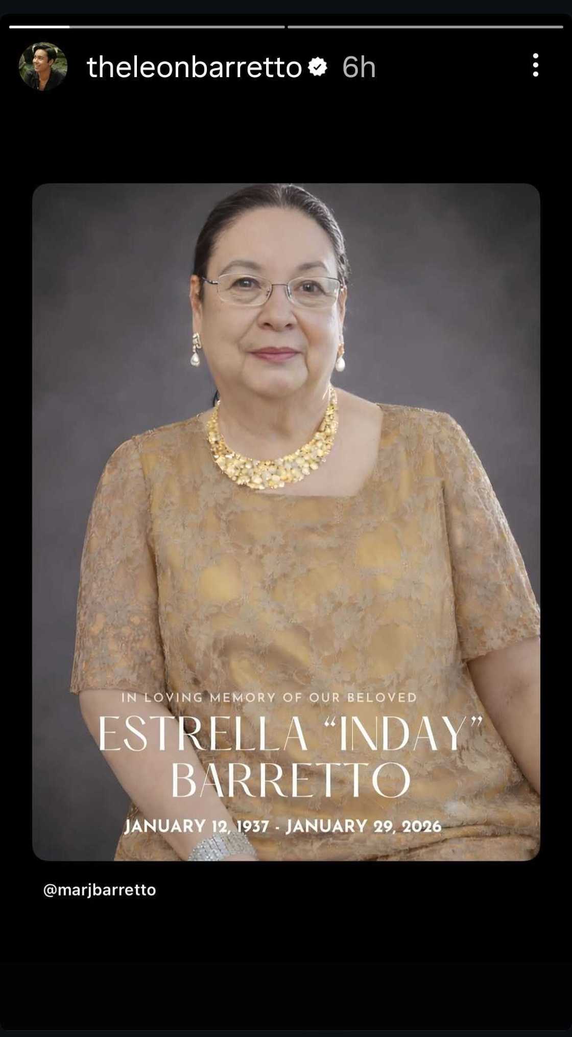 Leon Barretto honors late grandmother Inday Barretto through social media posts (@theleonbarretto) Leon Barretto honors late grandmother Inday Barretto through social media posts (@theleonbarretto)