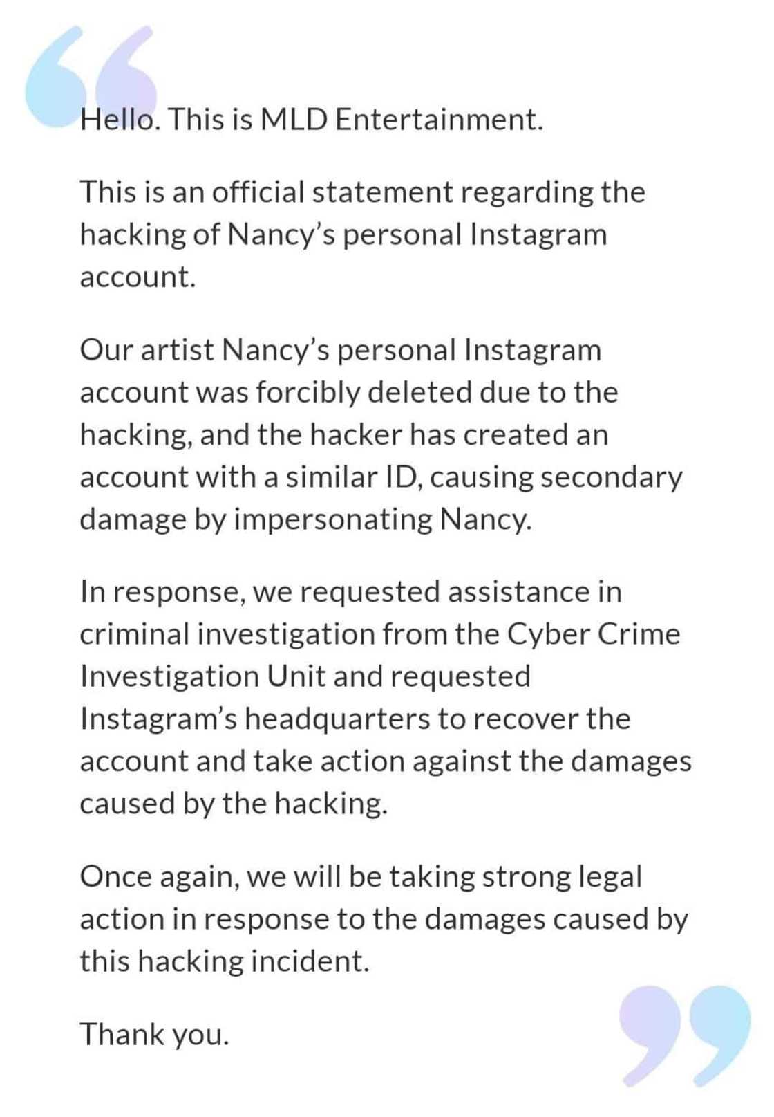 Nancy McDonie of Momoland gets emotional when her Instagram account was hacked Nancy McDonie of Momoland gets emotional when her Instagram account was hacked