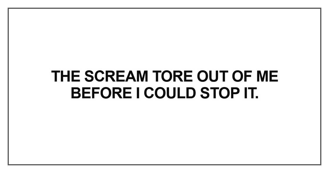 The scream tore out of me The scream tore out of me