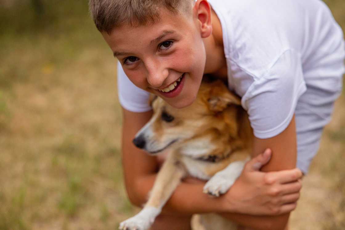 A boy and his dog A boy and his dog