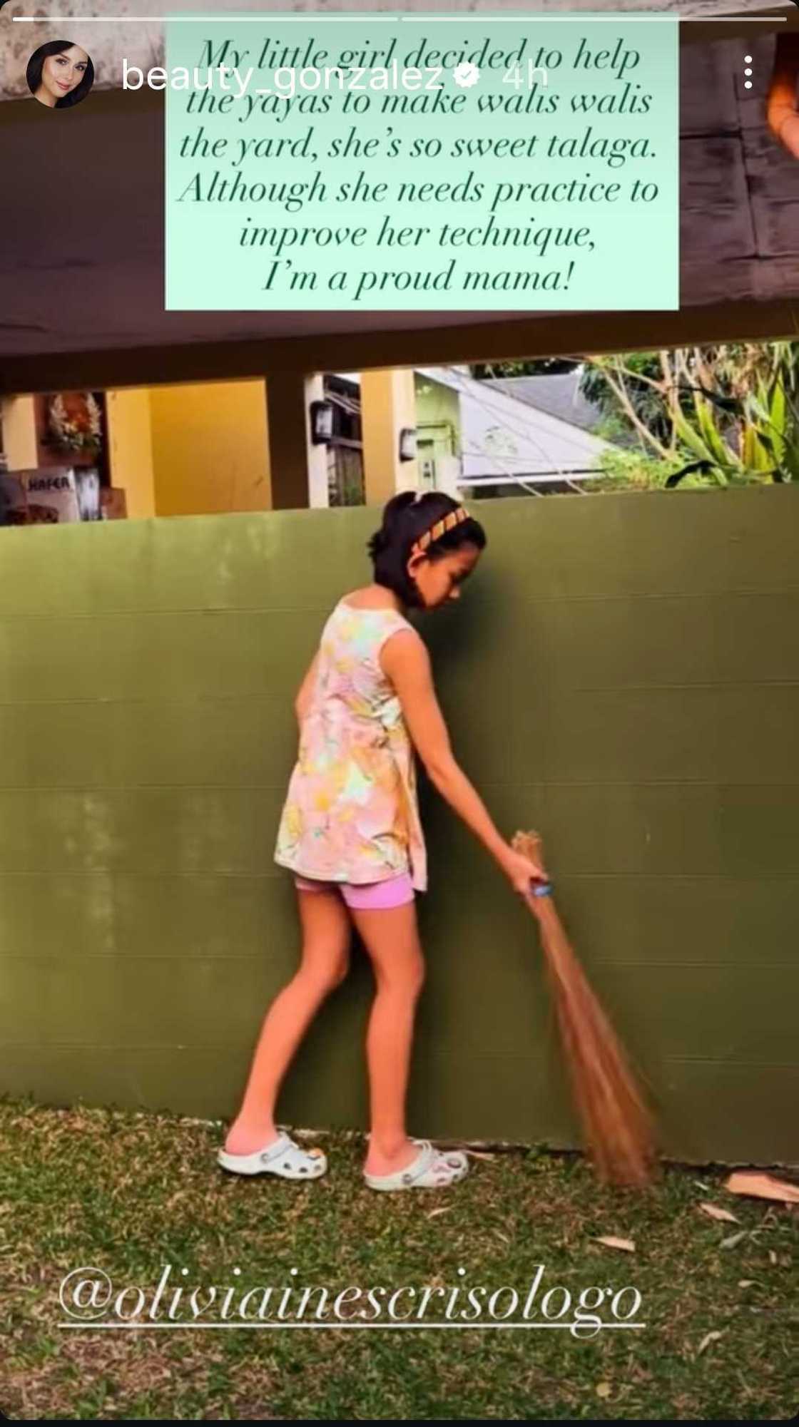 Beauty Gonzalez expresses pride as daughter Olivia helps with chores Beauty Gonzalez expresses pride as daughter Olivia helps with chores