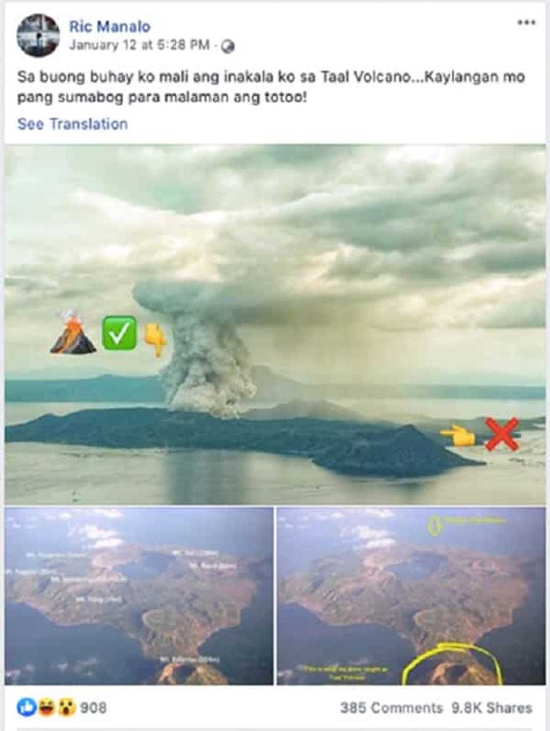 Fact check: ‘Binintiang Malaki’ is not part of Taal Volcano Fact check: ‘Binintiang Malaki’ is not part of Taal Volcano