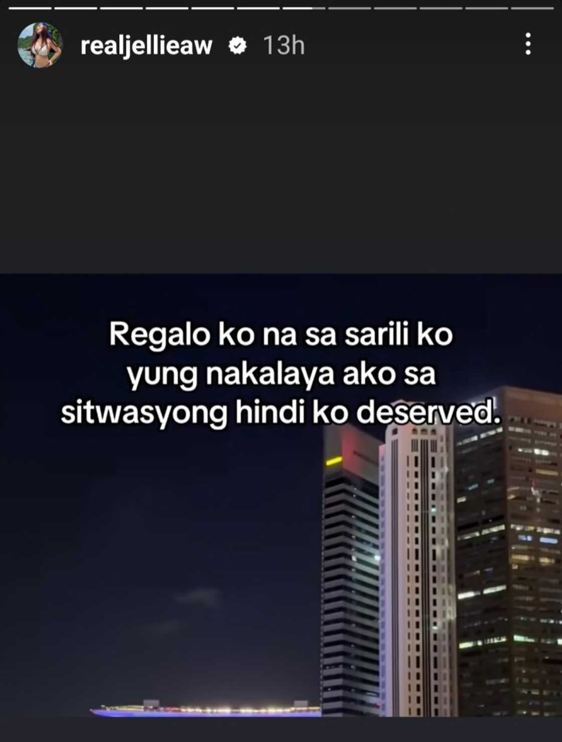 Jellie Aw: “Regalo ko na sa sarili ko yung nakalaya ako sa sitwasyong hindi ko deserved” Jellie Aw: “Regalo ko na sa sarili ko yung nakalaya ako sa sitwasyong hindi ko deserved”