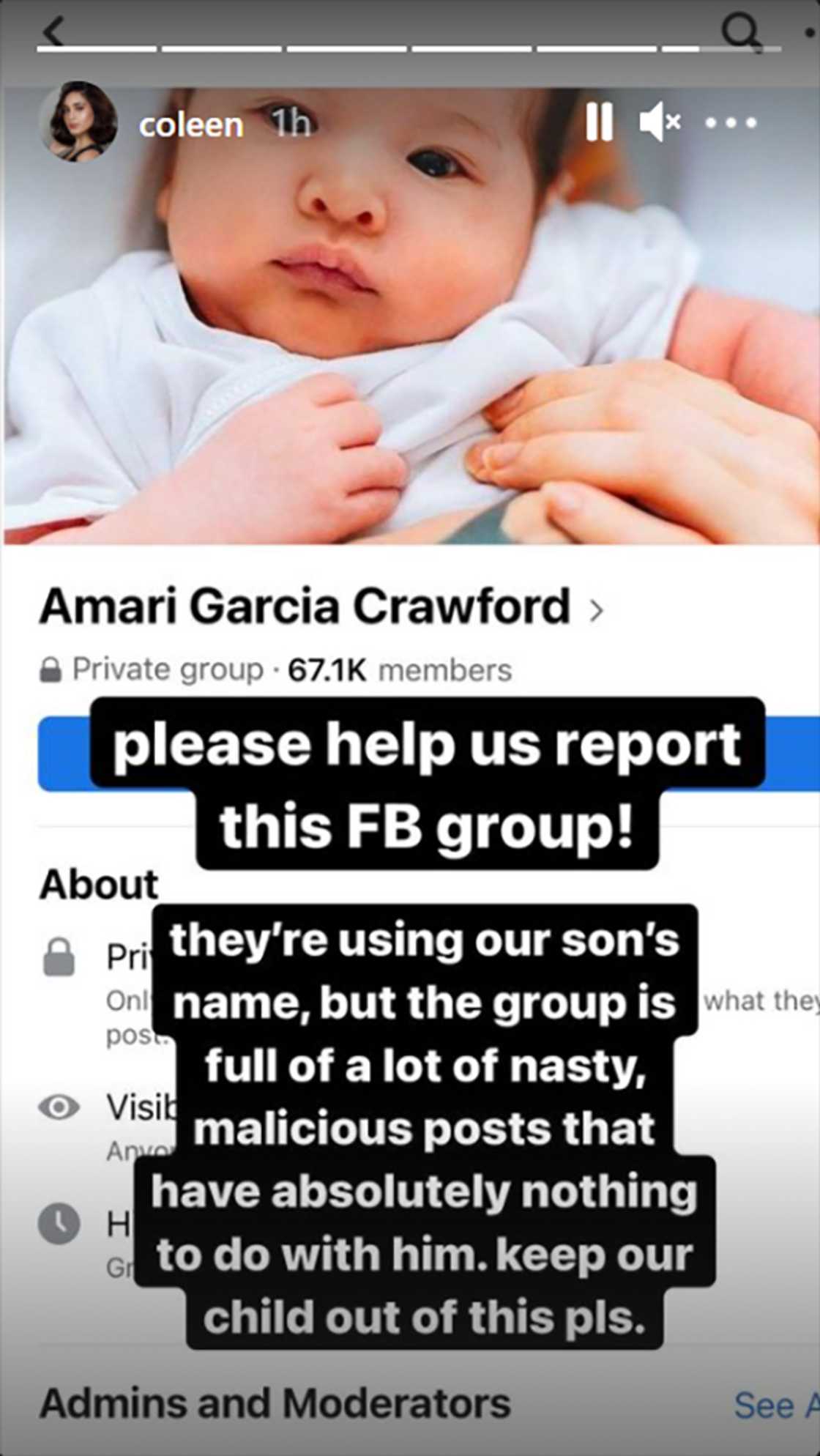 Coleen Garcia asks for netizens to report fake Facebook page of baby Amari Coleen Garcia asks for netizens to report fake Facebook page of baby Amari
