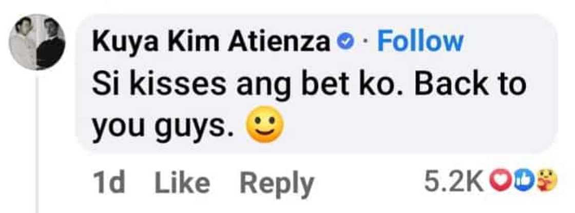 Kuya Kim Atienza reacts to GMA News’ post on MUP 2021: “Si Kisses ang bet ko” Kuya Kim Atienza reacts to GMA News’ post on MUP 2021: “Si Kisses ang bet ko”