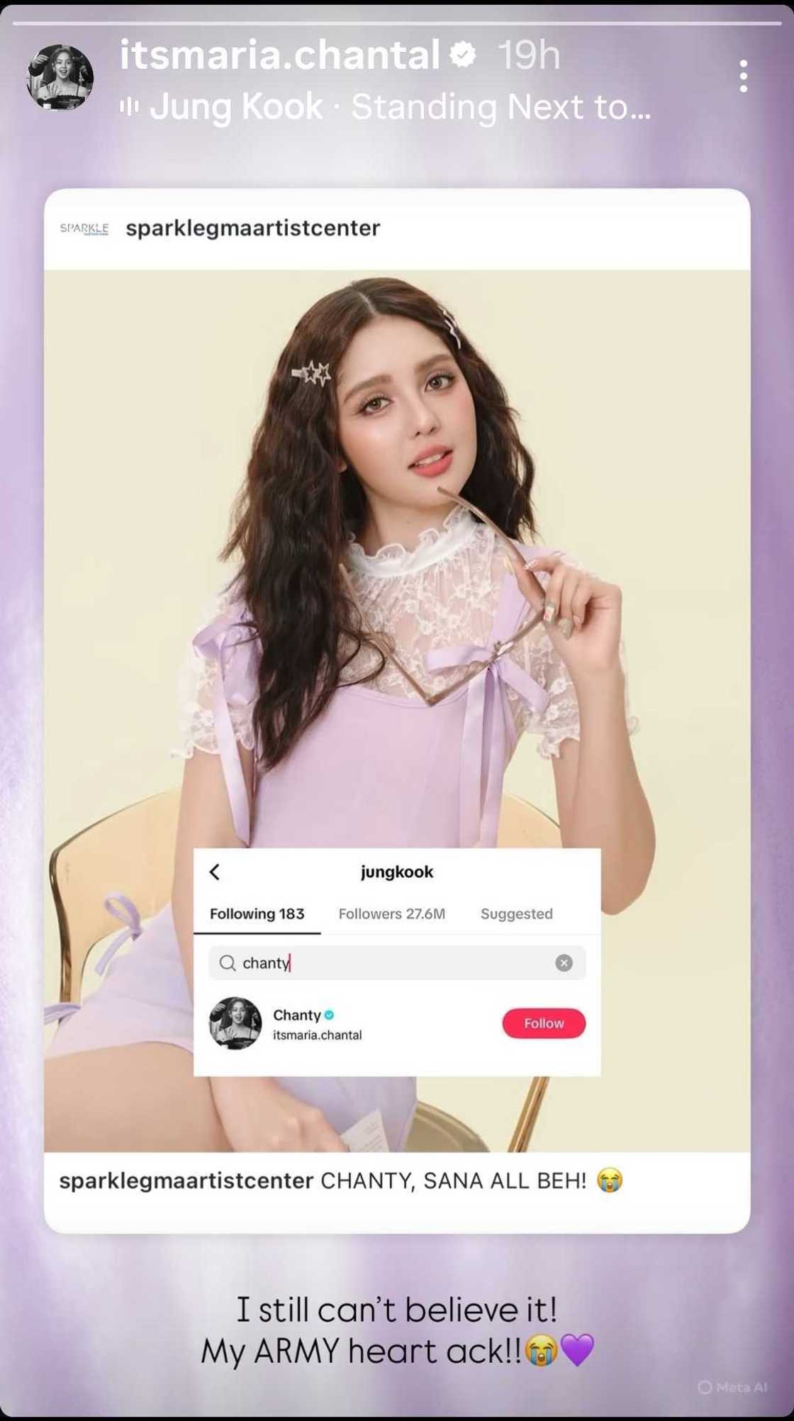 Chanty Videla, nag-react sa pag-follow sa kanya ni Jungkook ng BTS sa TikTok Chanty Videla, nag-react sa pag-follow sa kanya ni Jungkook ng BTS sa TikTok