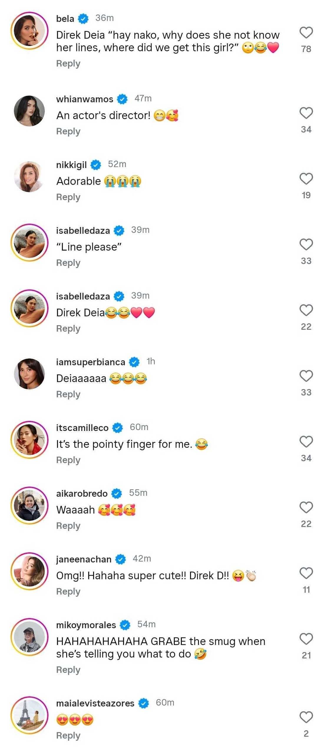 Iza Calzado delights celebrities and fans after sharing a video of "Direk Deia" online