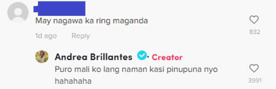 Andrea Brillantes reacts to a comment from a netizen: "Puro mali ko lang naman kasi pinupuna nyo" Andrea Brillantes reacts to a comment from a netizen: "Puro mali ko lang naman kasi pinupuna nyo"