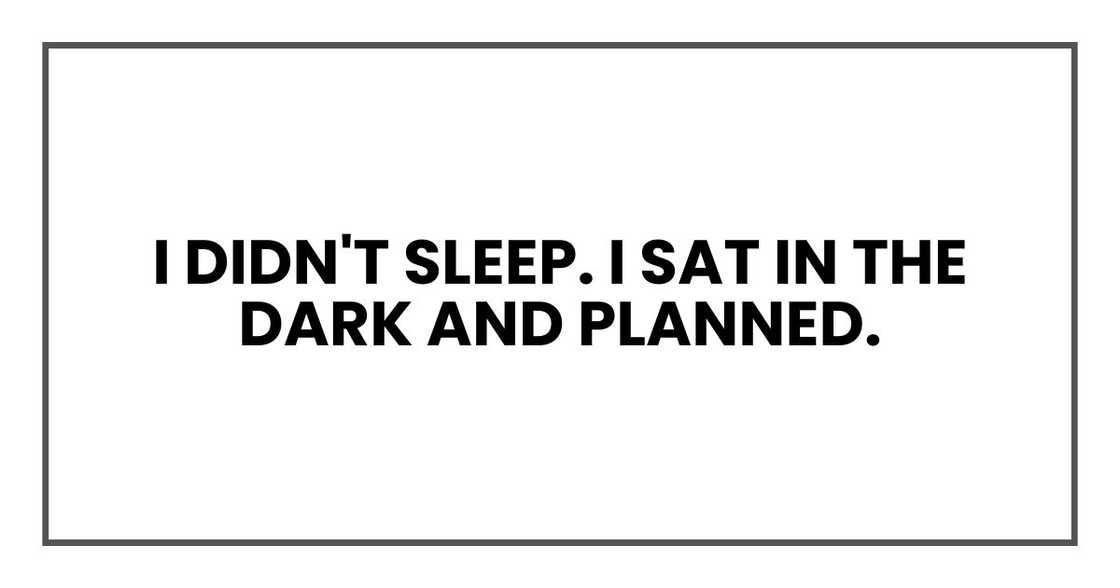 I didn't sleep. I sat in the dark and planned.