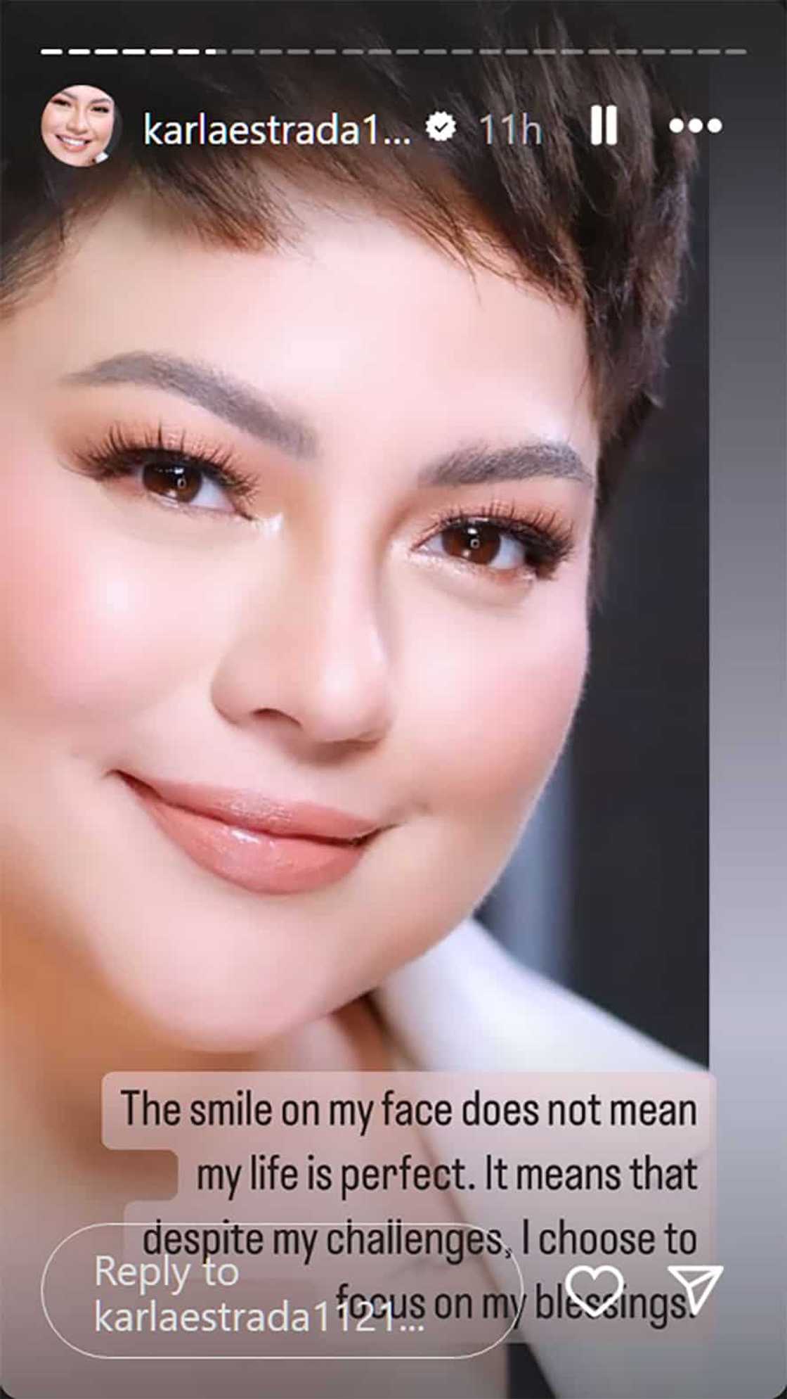 Karla Estrada, nag-post ng relatable message: "The smile on my face doesn’t mean my life is perfect" Karla Estrada, nag-post ng relatable message: "The smile on my face doesn’t mean my life is perfect"