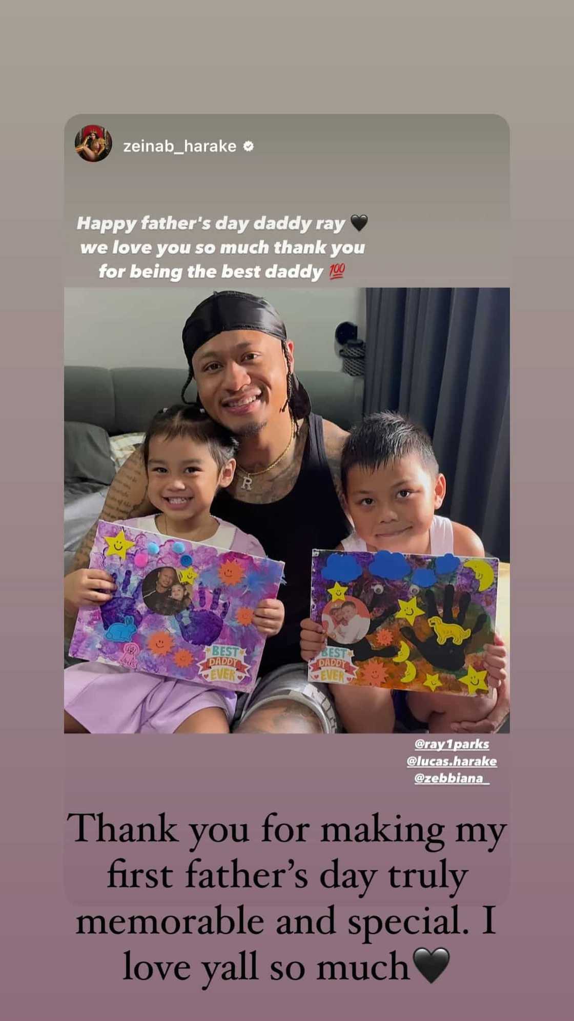 Ray Parks, nagpasalamat sa pagbati ni Zeinab Harake sa kanyang 'first Father's Day' Ray Parks, nagpasalamat sa pagbati ni Zeinab Harake sa kanyang 'first Father's Day'