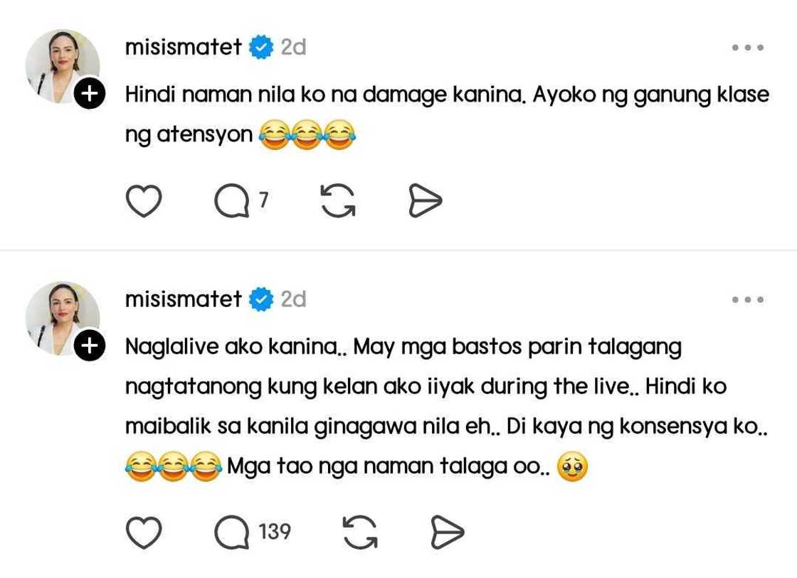 Matet de Leon, binalikan ng mga bashers sa live-selling niya: "Nagtatanong kung kailan ako iiyak" Matet de Leon, binalikan ng mga bashers sa live-selling niya: "Nagtatanong kung kailan ako iiyak"