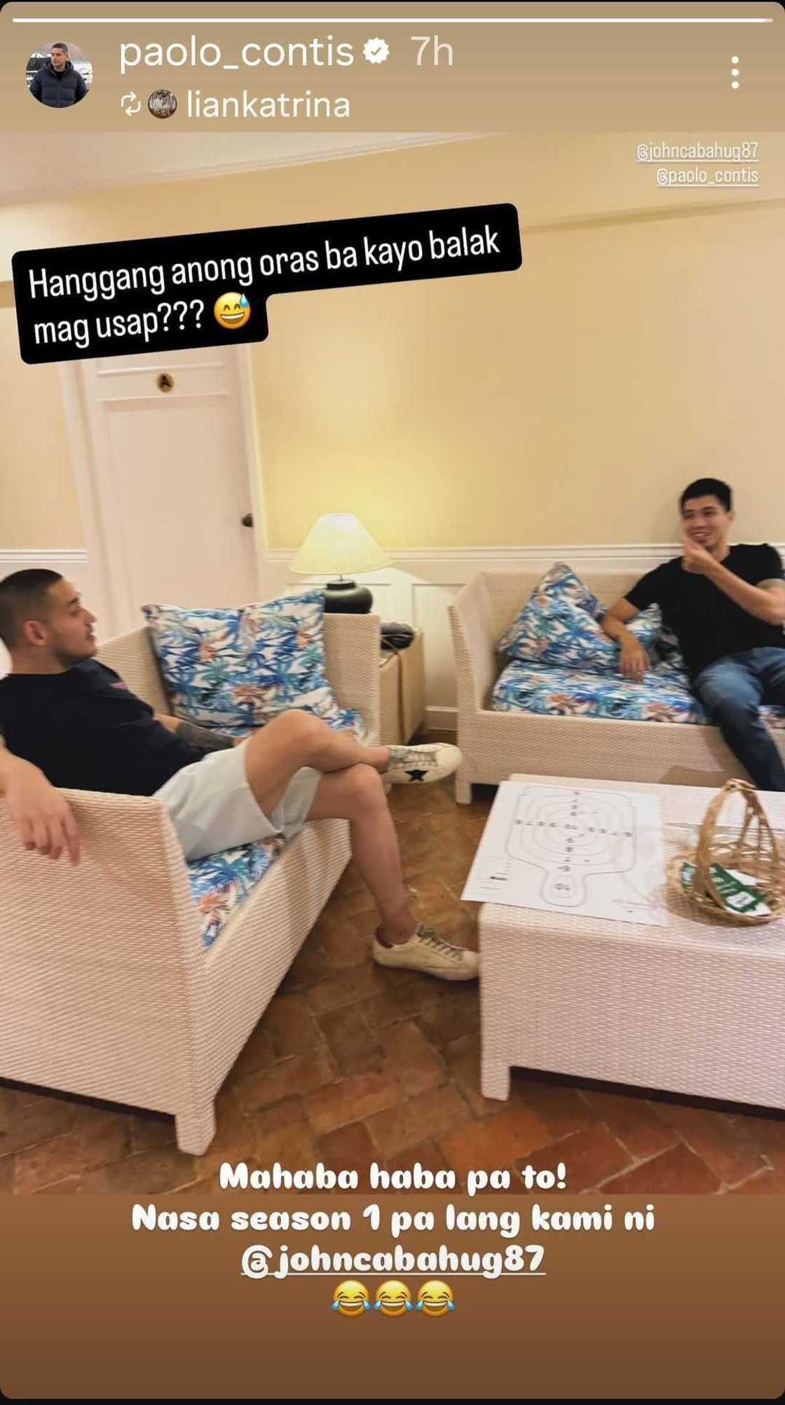 Paolo Contis reacts hilariously to Lian Paz's post on his long talk with John Cabahug Paolo Contis reacts hilariously to Lian Paz's post on his long talk with John Cabahug