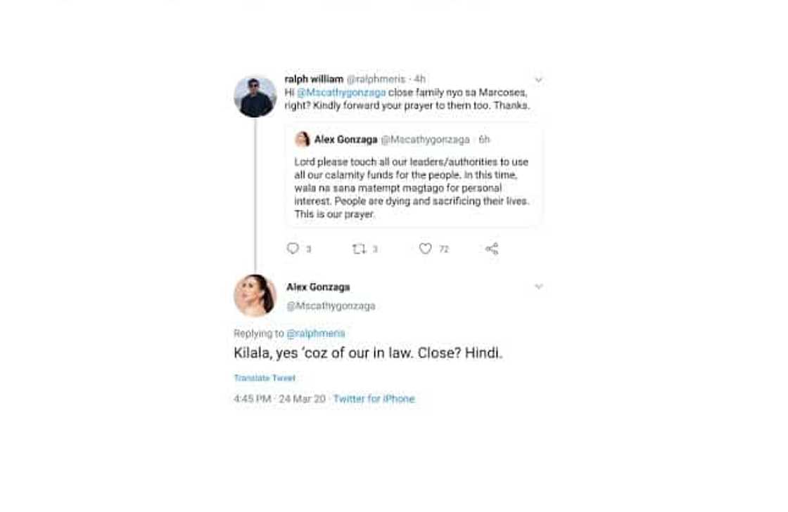 Alex Gonzaga reacts to netizen who said her family is close to the Marcoses Alex Gonzaga reacts to netizen who said her family is close to the Marcoses