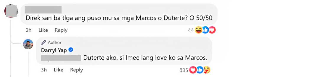 Darryl Yap, sinagot ang nagtanong kung Marcos o Duterte ba ang sinusuportahan niya