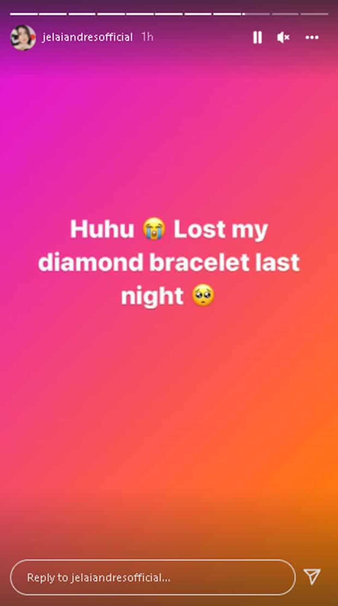 Jelai Andres, naiyak nang mawala ang kanyang diamond bracelet