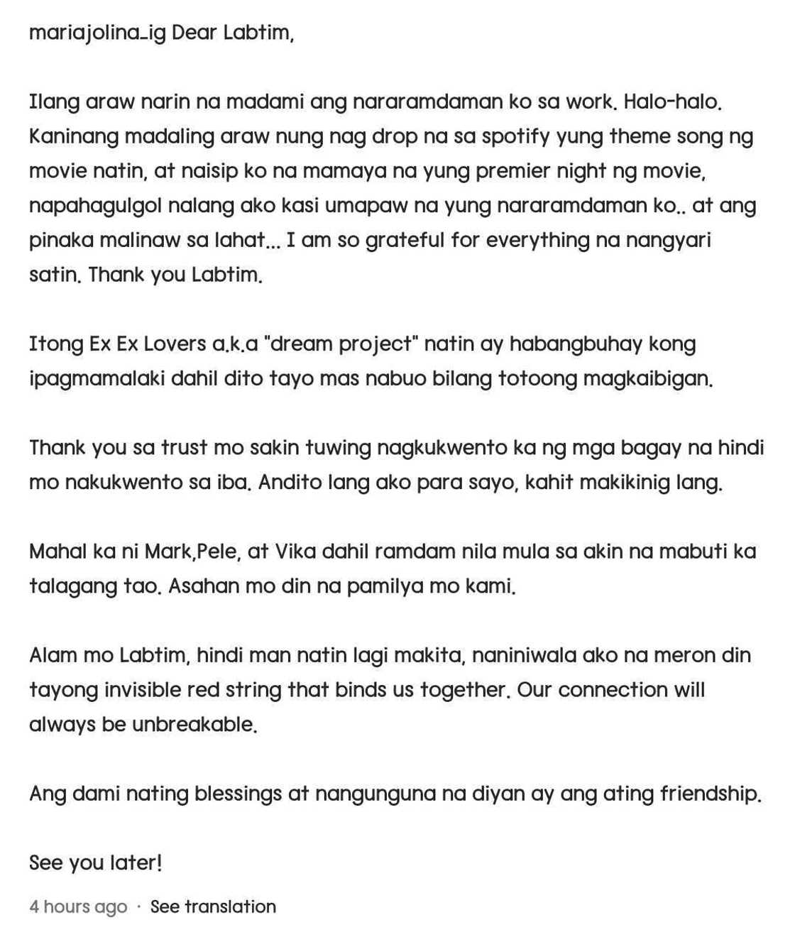 Jolina Magdangal kay Marvin Agustin: "Our connection will always be unbreakable" Jolina Magdangal kay Marvin Agustin: "Our connection will always be unbreakable"