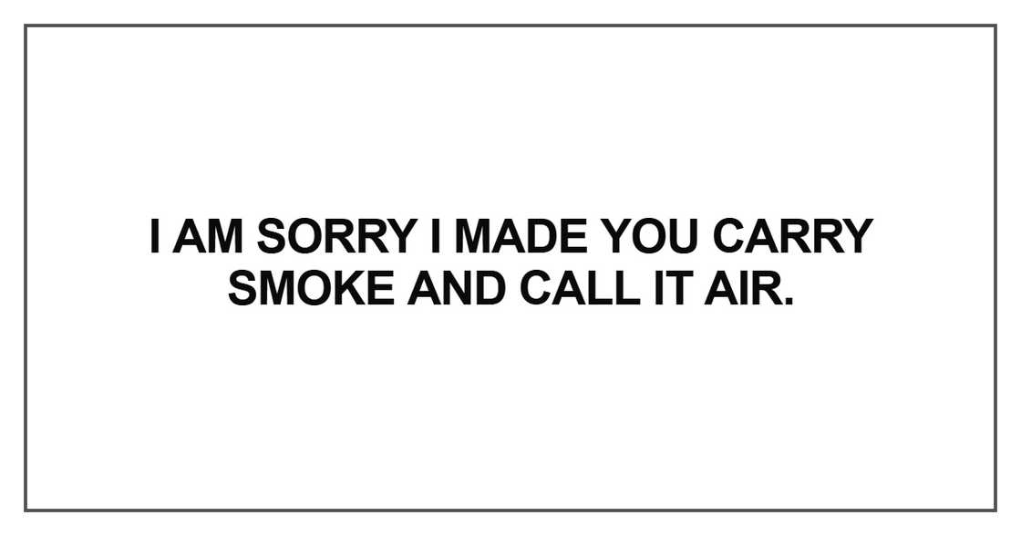 I am sorry I made you carry smoke