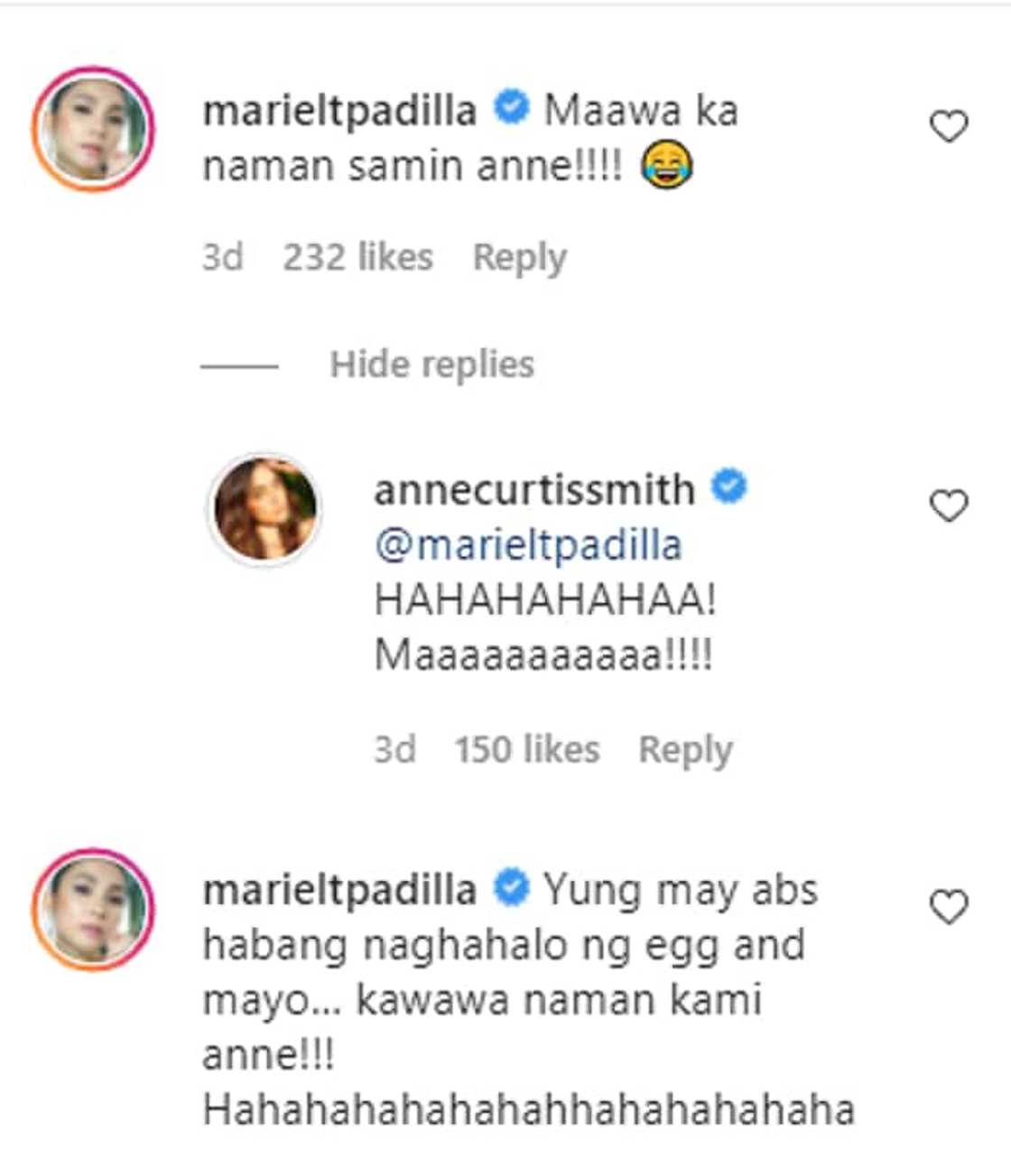 Mariel Padilla hilariously reacts to Anne Curtis' video that shows off her abs: "Maawa ka naman samin" Mariel Padilla hilariously reacts to Anne Curtis' video that shows off her abs: "Maawa ka naman samin"