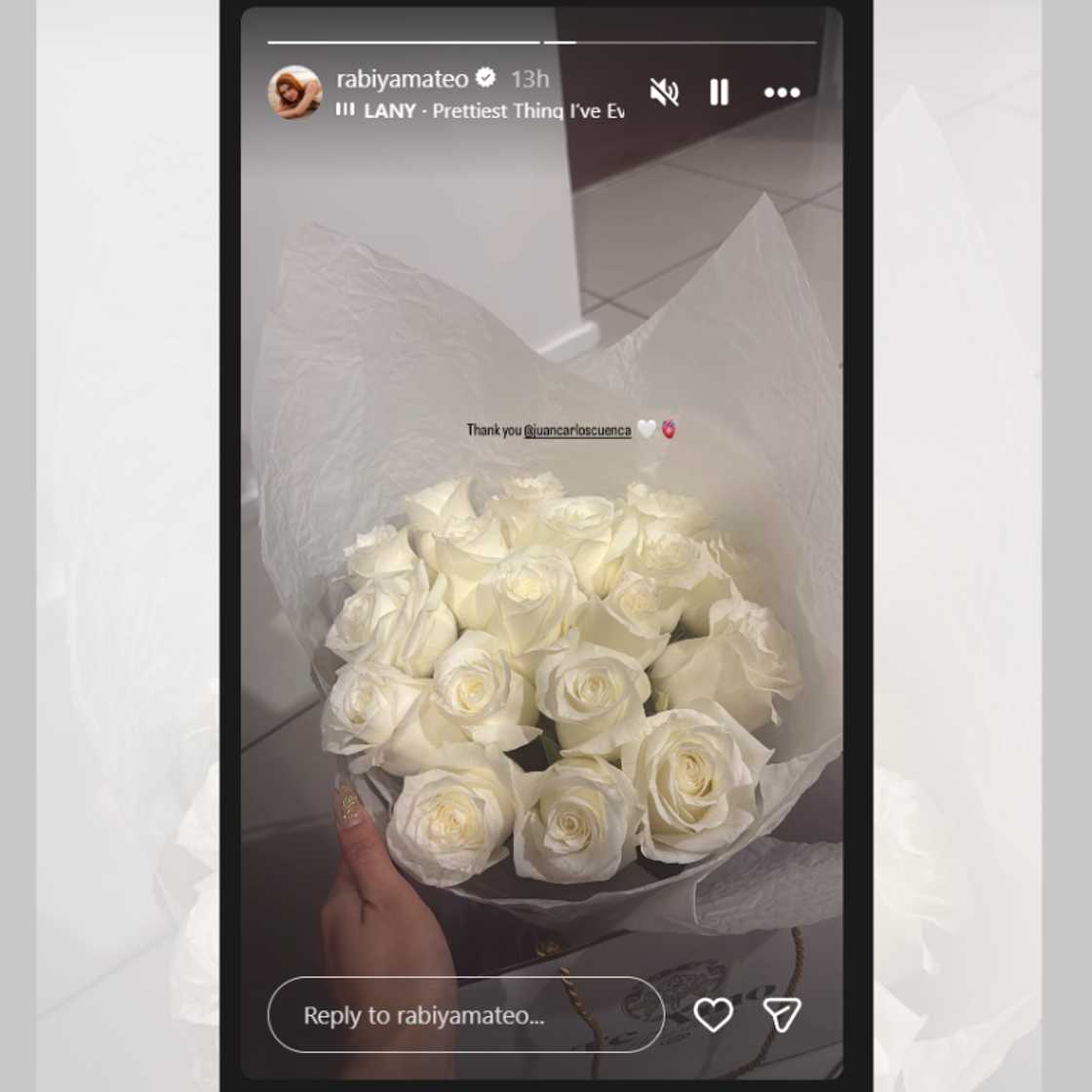 Rabiya Mateo, nagpasalamat sa isang romantikong regalo ni Jake Cuenca