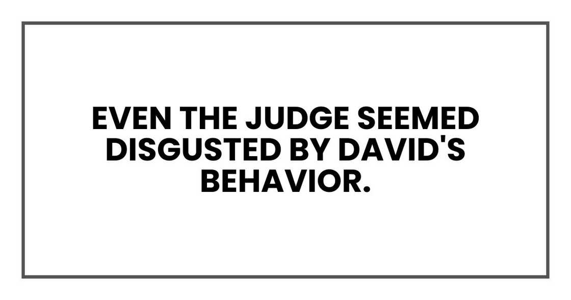 Even the judge seemed disgusted by David's behavior. Even the judge seemed disgusted by David's behavior.