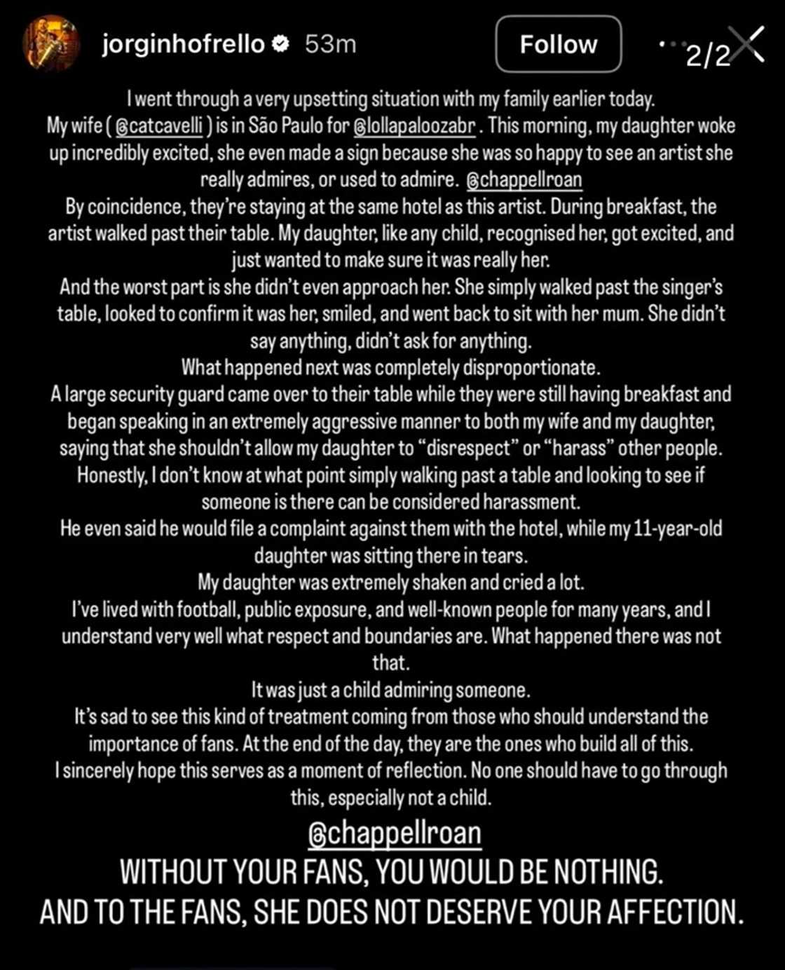 Chappell Roan speaks out after hotel incident involving young fan