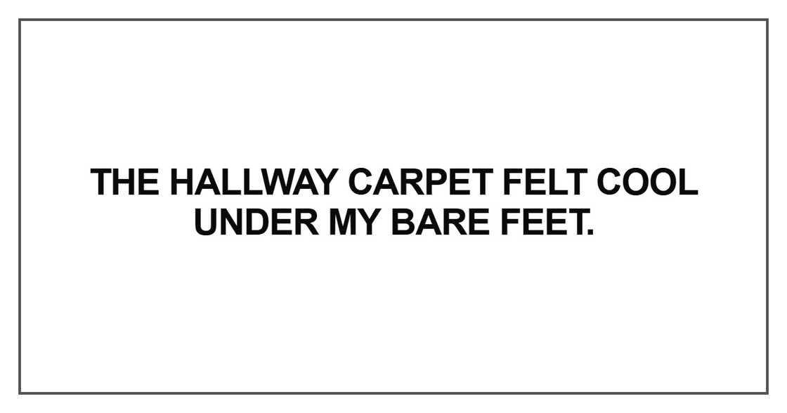 The hallway carpet felt cool The hallway carpet felt cool