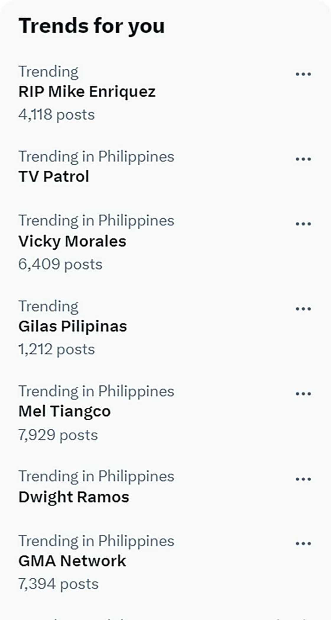 Pagpanaw ni Mike Enriquez, trending sa socmed; maraming netizens nagpahayag ng pakikiramay Pagpanaw ni Mike Enriquez, trending sa socmed; maraming netizens nagpahayag ng pakikiramay