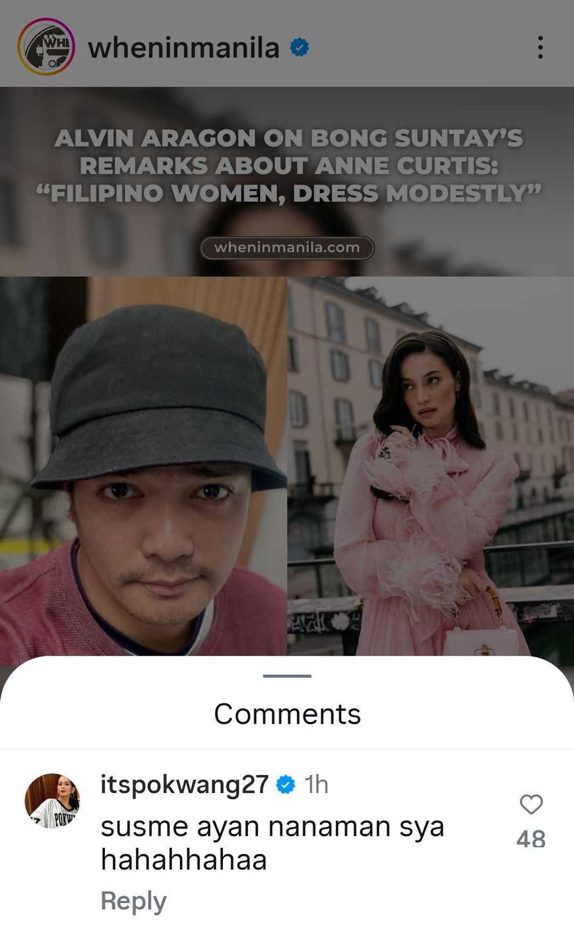Pokwang, napa-comment sa reaksyon ni Alvin Aragon sa pahayag ni Bong Suntay ukol kay Anne Curtis Pokwang, napa-comment sa reaksyon ni Alvin Aragon sa pahayag ni Bong Suntay ukol kay Anne Curtis