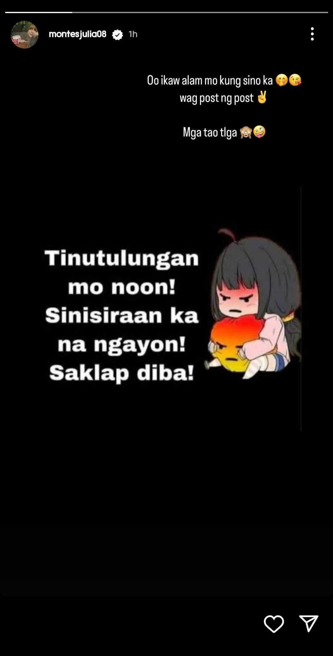 Julia Montes, may cryptic post sa social media: "Alam mo kung sino ka" Julia Montes, may cryptic post sa social media: "Alam mo kung sino ka"