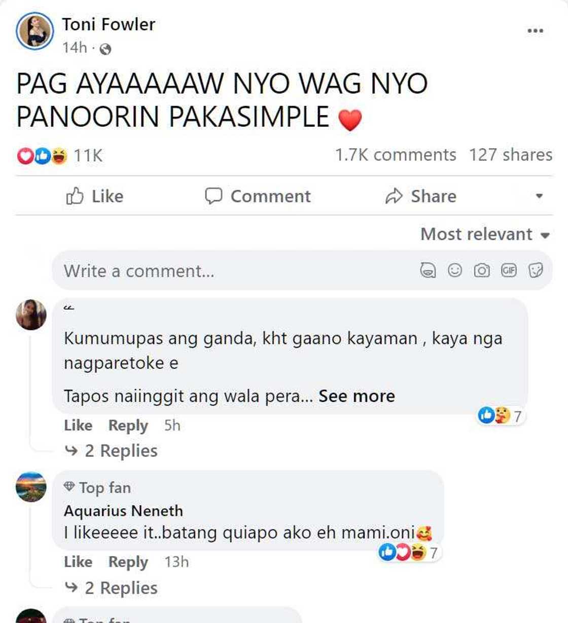 Toni Fowler, rumesbak sa namba-bash sa bago niyang music video: “Kung ayaw nyo wag nyong panoorin” Toni Fowler, rumesbak sa namba-bash sa bago niyang music video: “Kung ayaw nyo wag nyong panoorin”