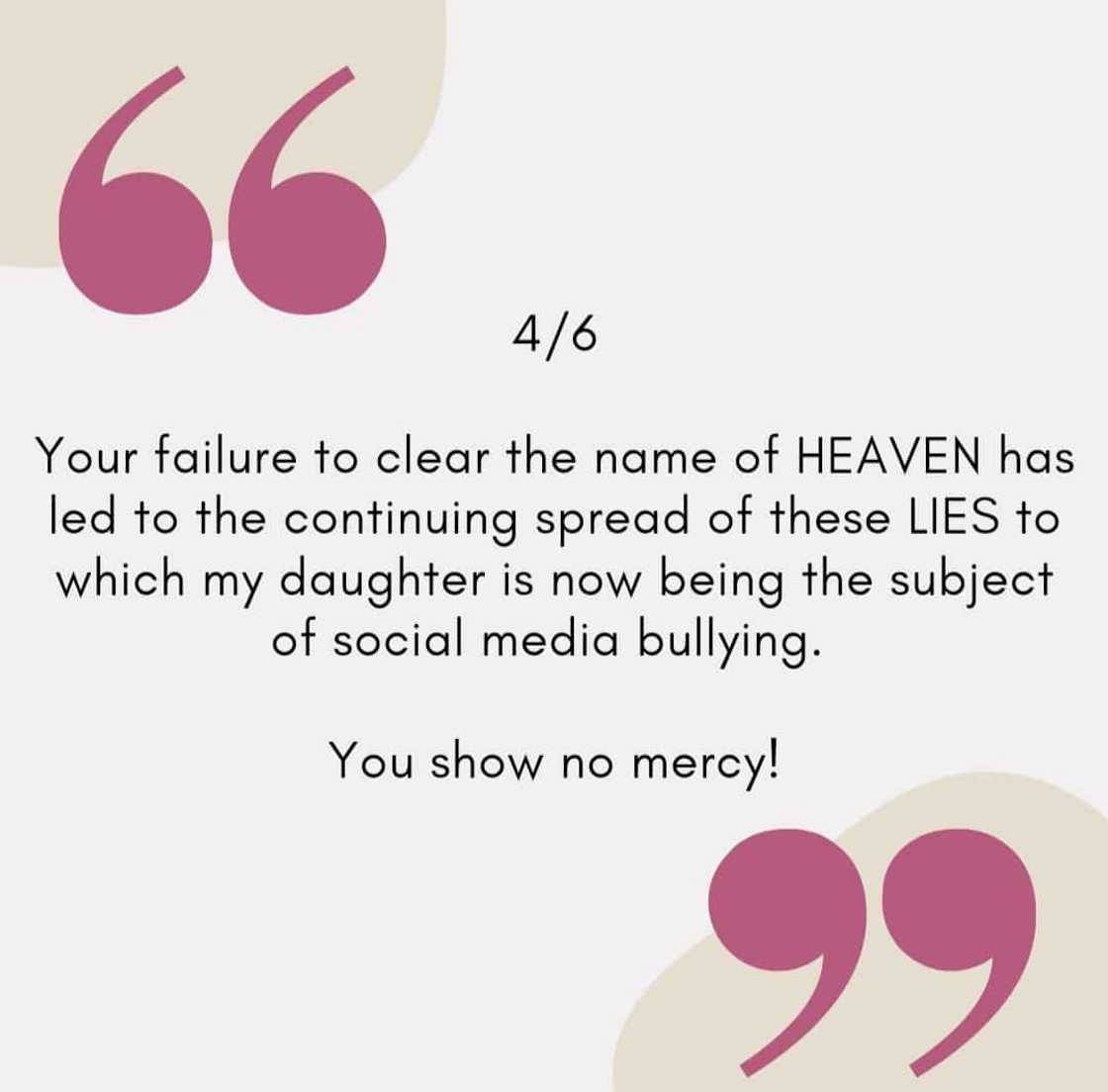 Mother of Heaven Peralejo speaks up; lambasts those spreading lies about daughter Mother of Heaven Peralejo speaks up; lambasts those spreading lies about daughter