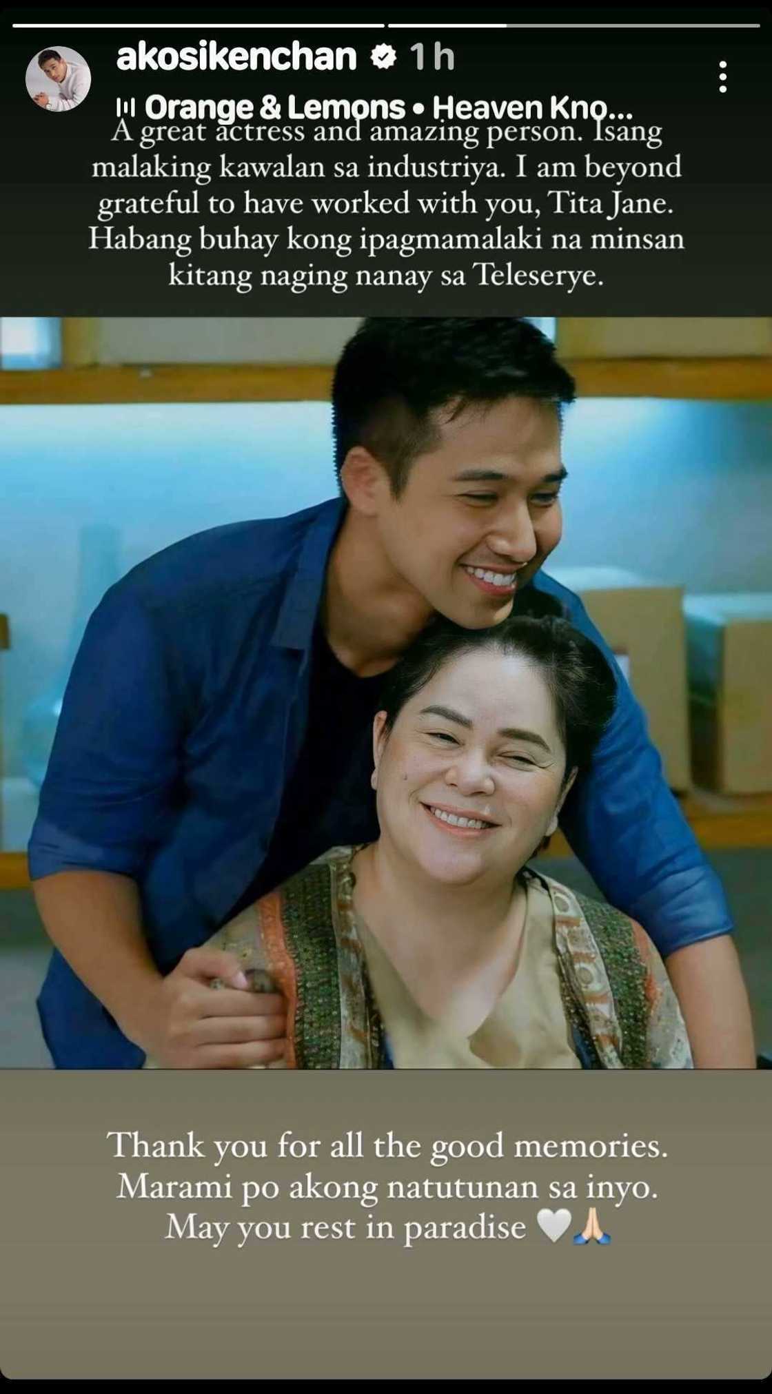 Ken Chan, may madamdaming mensahe para kay Jaclyn Jose: “Thank you for all the good memories” Ken Chan, may madamdaming mensahe para kay Jaclyn Jose: “Thank you for all the good memories”