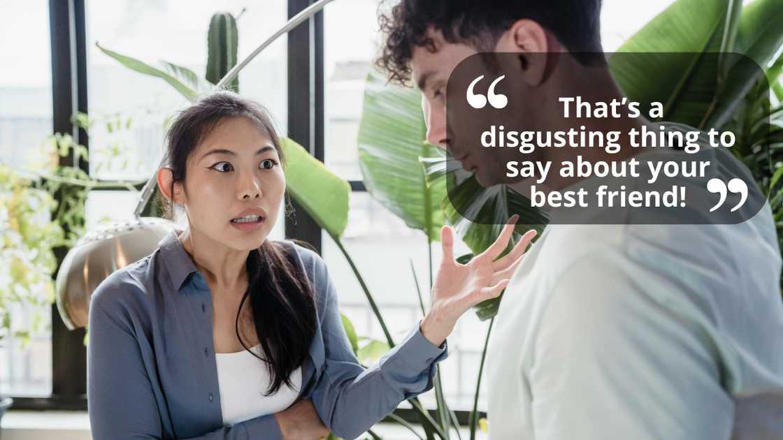 Two friends quarrelling