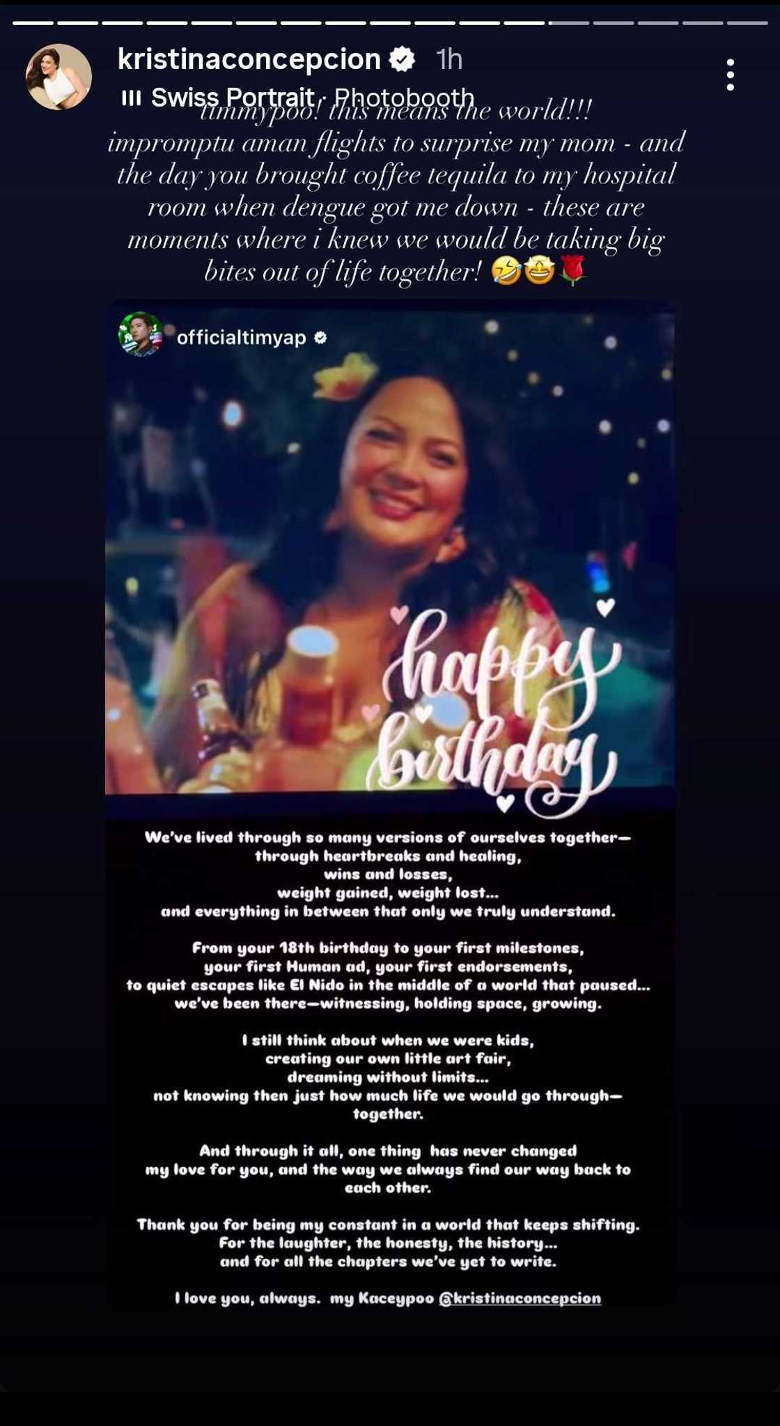 Tim Yap honors KC Concepcion on her birthday with reflections on their friendship