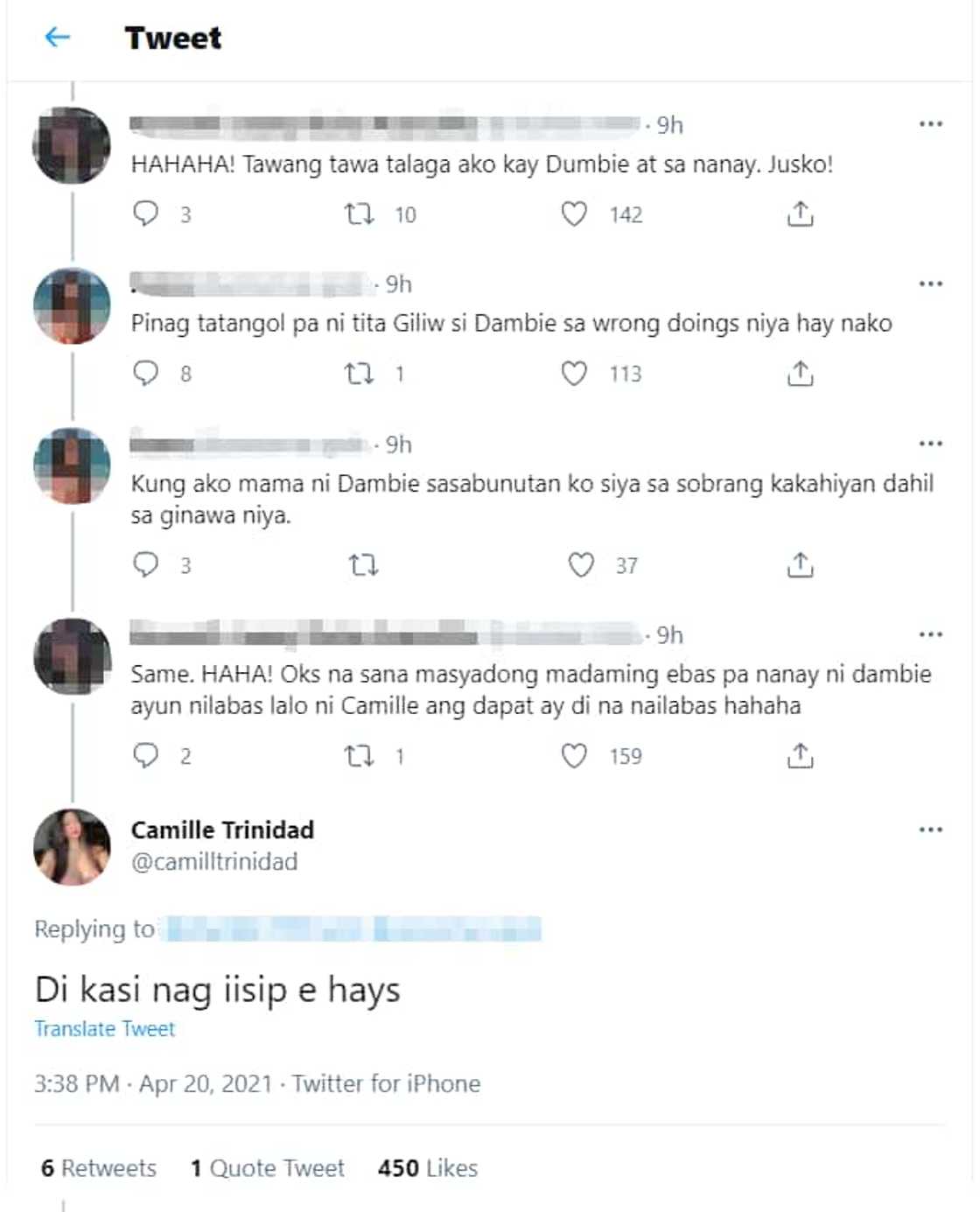 Camille Trinidad posts feisty message after arguing with Dambie Tensuan and her mother on Tulfo Camille Trinidad posts feisty message after arguing with Dambie Tensuan and her mother on Tulfo