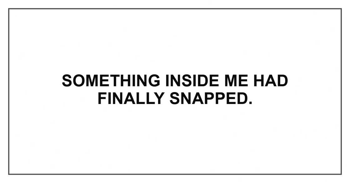 Something inside me had finally snapped.