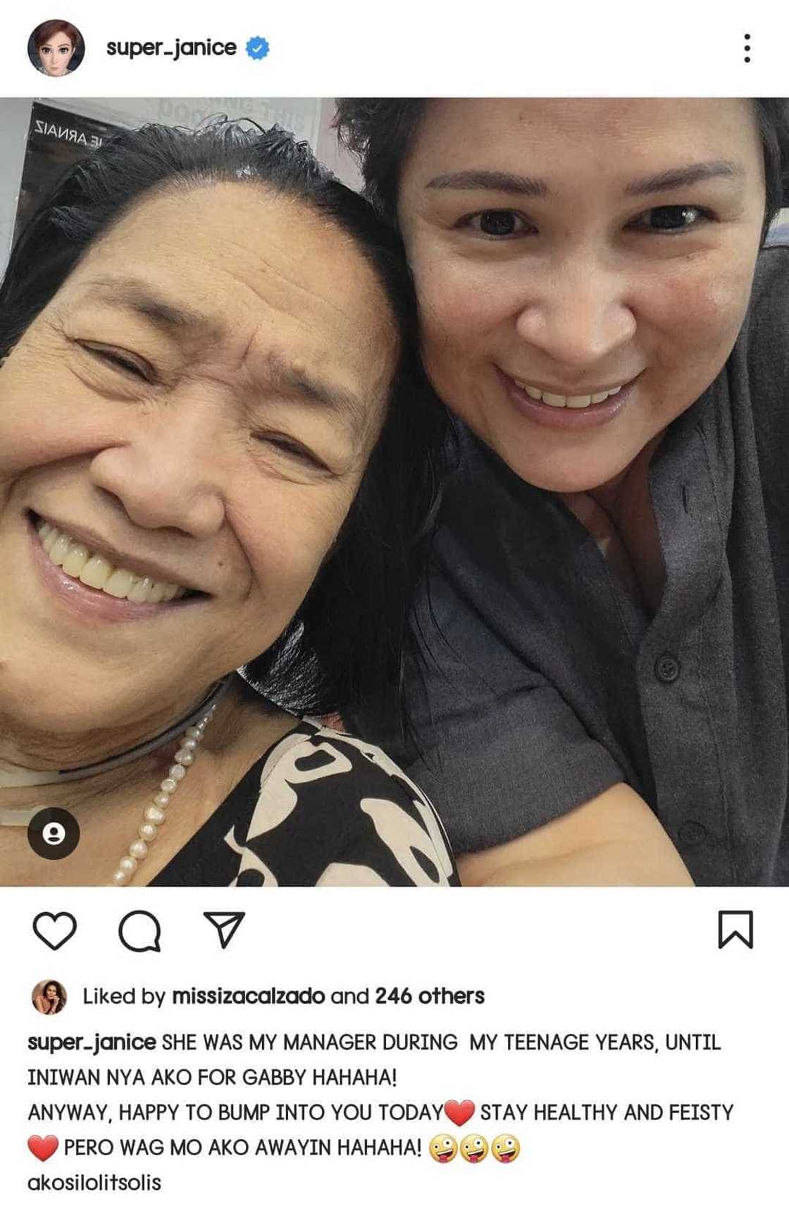 Janice de Belen, nag-post ng selfie kasama si Lolit Solis: "Wag mo ako awayin" Janice de Belen, nag-post ng selfie kasama si Lolit Solis: "Wag mo ako awayin"