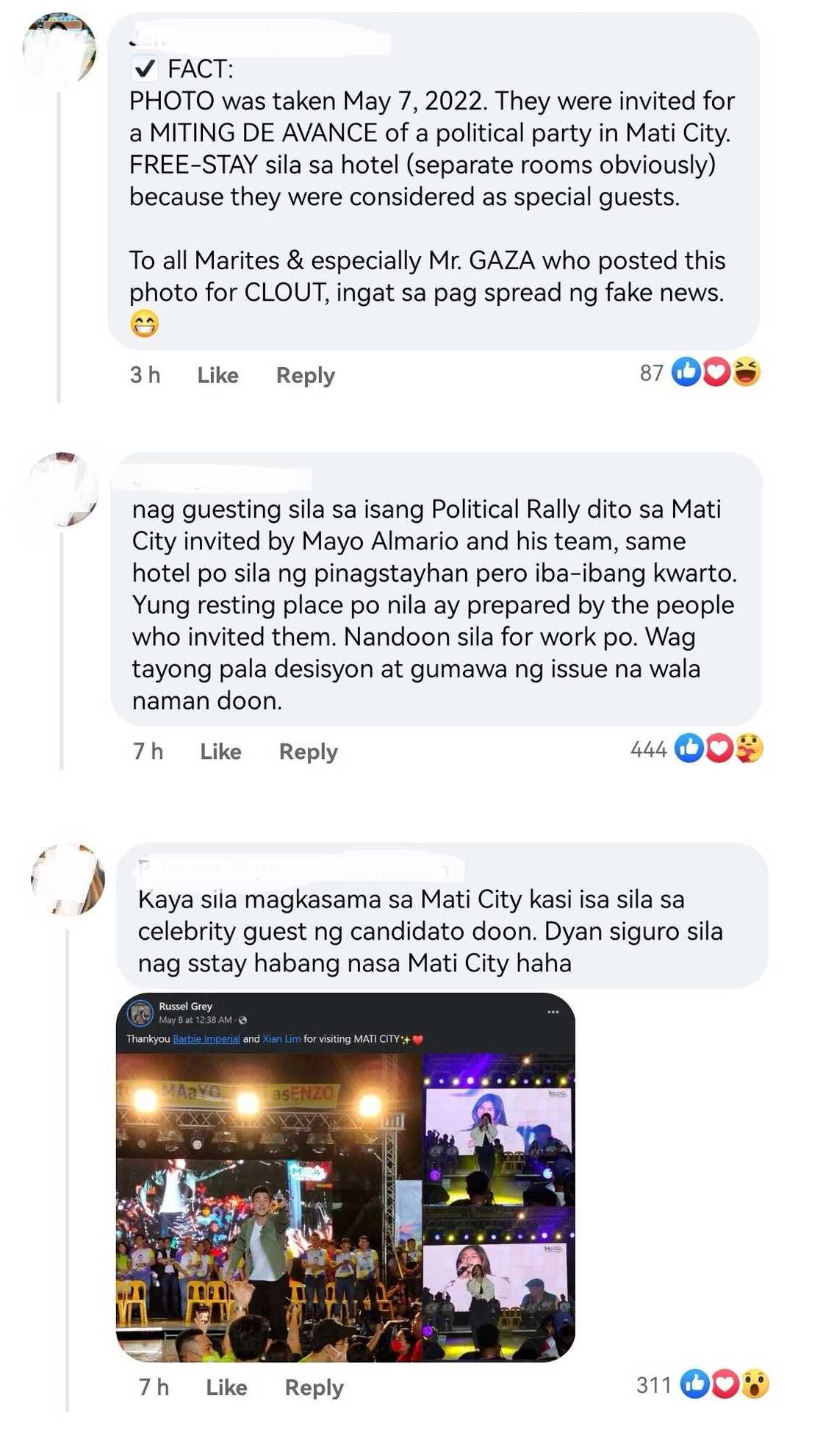 Netizens clarify context of Xian Lim & Barbie’s hotel pic: “guesting sa rally”