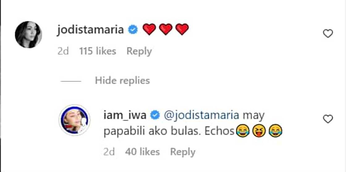Jodi Sta. Maria, pinusuan ang sweet message ni Iwa Moto kay Pampi Lacson Jodi Sta. Maria, pinusuan ang sweet message ni Iwa Moto kay Pampi Lacson