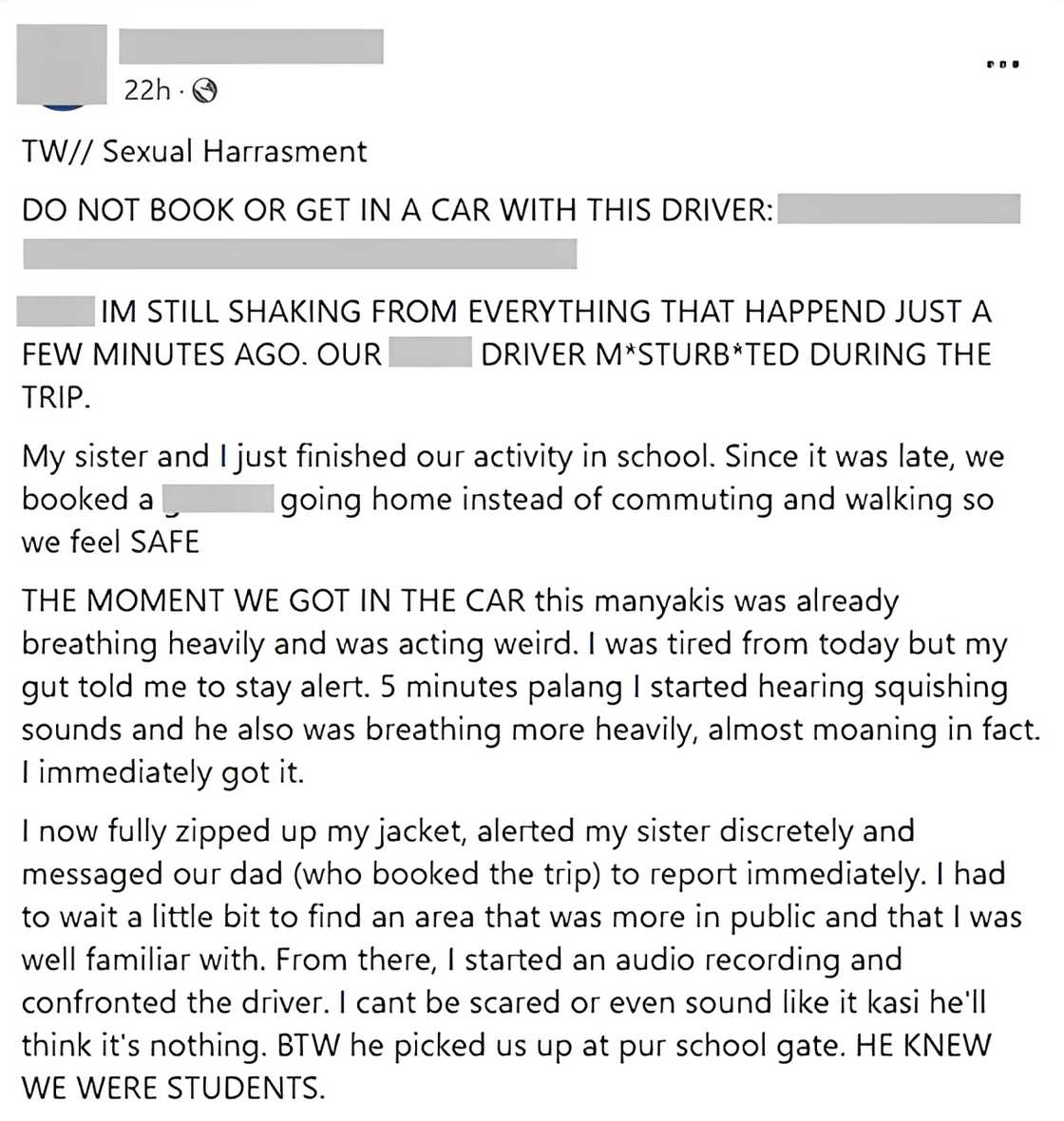 Estudyante, inakusahan ang driver ng kabastusan; Driver, itinanggi ang paratang Estudyante, inakusahan ang driver ng kabastusan; Driver, itinanggi ang paratang