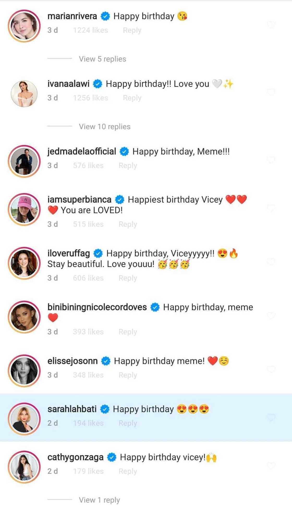 Ivana Alawi, Marian Rivera, other celebs send sweet birthday messages to Vice Ganda Ivana Alawi, Marian Rivera, other celebs send sweet birthday messages to Vice Ganda