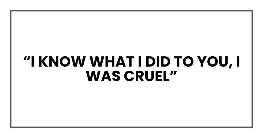 "I know what I did to you," he said quietly. "I was cruel